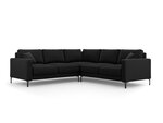 Simetrinė kampinė velvet sofa Venus, 5 sėdimos vietos, juoda