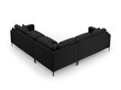 Simetrinė kampinė velvet sofa Venus, 5 sėdimos vietos, juoda kaina ir informacija | Minkšti kampai | pigu.lt