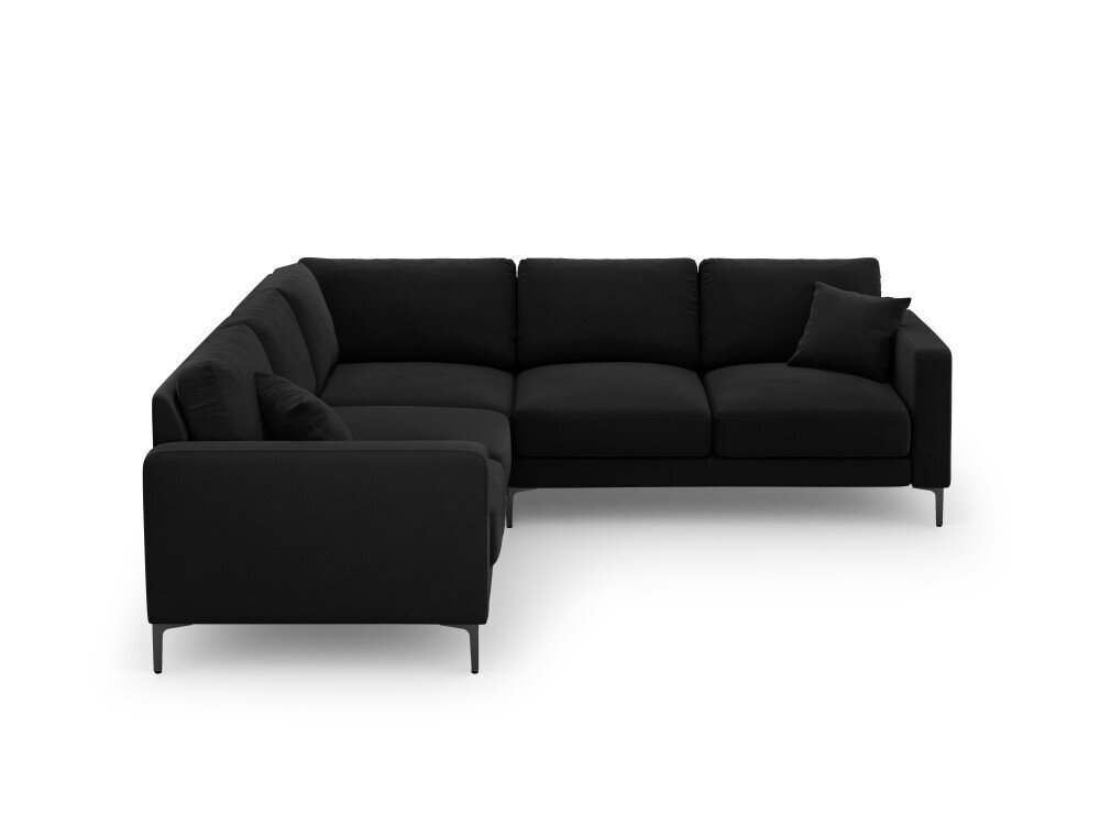 Simetrinė kampinė velvet sofa Venus, 5 sėdimos vietos, juoda kaina ir informacija | Minkšti kampai | pigu.lt