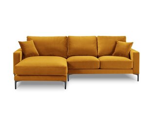 Kairinė kampinė velvet sofa Venus, 4 sėdimos vietos, geltona kaina ir informacija | Minkšti kampai | pigu.lt