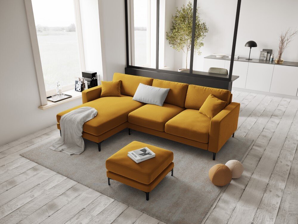 Kairinė kampinė velvet sofa Venus, 4 sėdimos vietos, geltona цена и информация | Minkšti kampai | pigu.lt