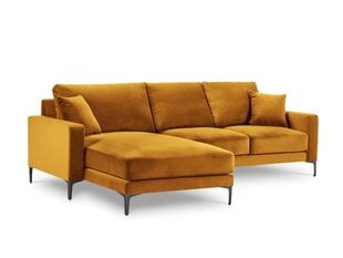 Kairinė kampinė velvet sofa Venus, 4 sėdimos vietos, geltona kaina ir informacija | Minkšti kampai | pigu.lt