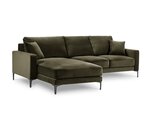 Kairinė kampinė velvet sofa Venus, 4 sėdimos vietos, žalia