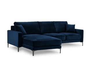 Kairinė kampinė velvet sofa Venus, 4 sėdimos vietos, tamsiai mėlyna kaina ir informacija | Minkšti kampai | pigu.lt
