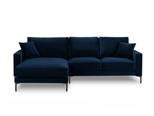 Kairinė kampinė velvet sofa Venus, 4 sėdimos vietos, tamsiai mėlyna kaina ir informacija | Minkšti kampai | pigu.lt
