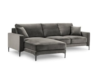 Kairinė kampinė velvet sofa Venus, 4 sėdimos vietos, šviesiai pilka kaina ir informacija | Minkšti kampai | pigu.lt