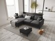 Kairinė kampinė velvet sofa Venus, 4 sėdimos vietos, pilka kaina ir informacija | Minkšti kampai | pigu.lt