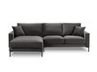 Kairinė kampinė velvet sofa Venus, 4 sėdimos vietos, pilka kaina ir informacija | Minkšti kampai | pigu.lt