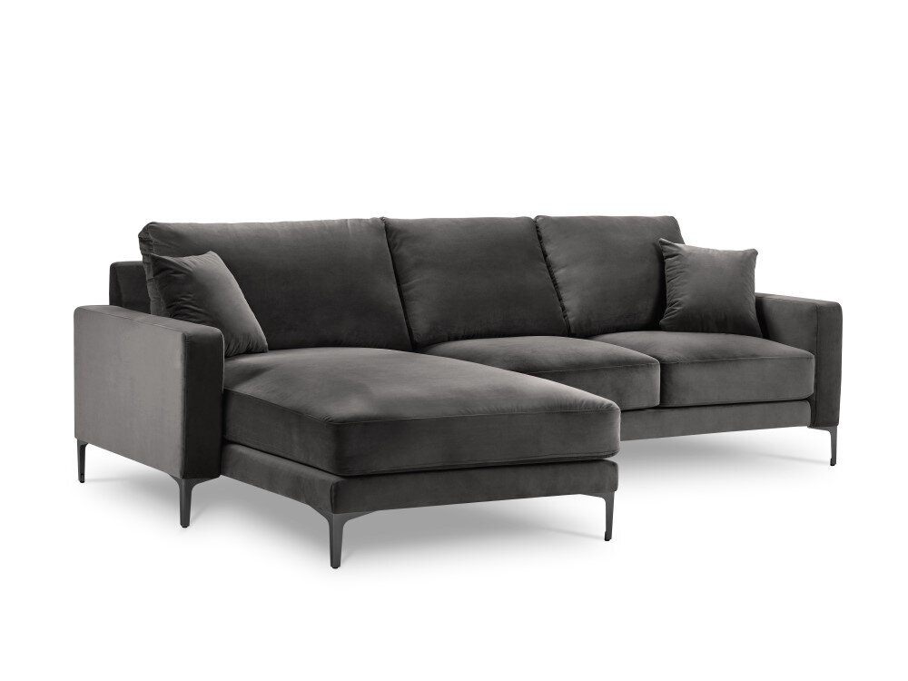 Kairinė kampinė velvet sofa Venus, 4 sėdimos vietos, pilka kaina ir informacija | Minkšti kampai | pigu.lt