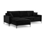 Kairinė kampinė velvet sofa Venus, 4 sėdimos vietos, juoda