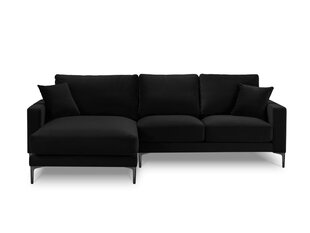 Kairinė kampinė velvet sofa Venus, 4 sėdimos vietos, juoda kaina ir informacija | Minkšti kampai | pigu.lt