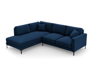 Kairinė kampinė velvet sofa Venus, 5 sėdimos vietos, tamsiai mėlyna kaina ir informacija | Minkšti kampai | pigu.lt