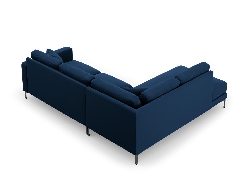 Kairinė kampinė velvet sofa Venus, 5 sėdimos vietos, tamsiai mėlyna kaina ir informacija | Minkšti kampai | pigu.lt