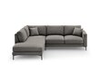 Kairinė kampinė velvet sofa Venus, 5 sėdimos vietos, šviesiai pilka kaina ir informacija | Minkšti kampai | pigu.lt
