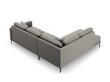 Kairinė kampinė velvet sofa Venus, 5 sėdimos vietos, šviesiai pilka kaina ir informacija | Minkšti kampai | pigu.lt