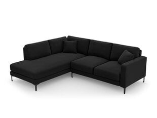 Kairinė kampinė velvet sofa Venus, 5 sėdimos vietos, juoda kaina ir informacija | Minkšti kampai | pigu.lt