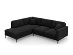 Kairinė kampinė velvet sofa Venus, 5 sėdimos vietos, juoda