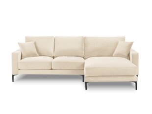 Dešinioji kampinė velvet sofa Venus, 4 sėdimos vietos, šv. smėlio sp. kaina ir informacija | Minkšti kampai | pigu.lt