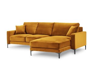 Dešinioji kampinė velvet sofa Venus, 4 sėdimos vietos, geltona (garstyčių) kaina ir informacija | Minkšti kampai | pigu.lt