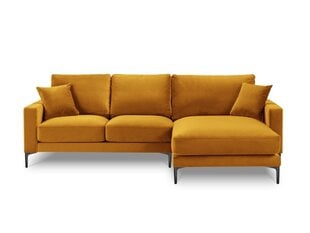 Dešinioji kampinė velvet sofa Venus, 4 sėdimos vietos, geltona (garstyčių) kaina ir informacija | Minkšti kampai | pigu.lt