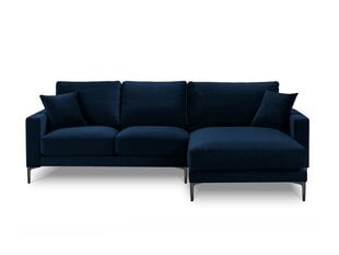 Dešinioji kampinė velvet sofa Venus, 4 sėdimos vietos, tamsiai mėlyna kaina ir informacija | Minkšti kampai | pigu.lt
