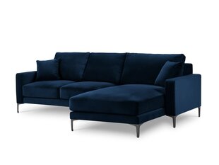 Dešinioji kampinė velvet sofa Venus, 4 sėdimos vietos, tamsiai mėlyna kaina ir informacija | Minkšti kampai | pigu.lt