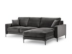 Dešinioji kampinė velvet sofa Venus, 4 sėdimos vietos, pilka