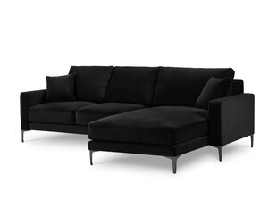Dešinioji kampinė velvet sofa Venus, 4 sėdimos vietos, juoda kaina ir informacija | Minkšti kampai | pigu.lt