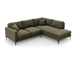 Dešinioji kampinė velvet sofa Venus, 5 sėdimos vietos, žalia