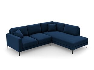 Dešinioji kampinė velvet sofa Venus, 5 sėdimos vietos, tamsiai mėlyna kaina ir informacija | Minkšti kampai | pigu.lt