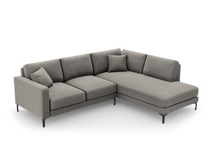 Dešinioji kampinė velvet sofa Venus, 5 sėdimos vietos, šviesiai pilka kaina ir informacija | Minkšti kampai | pigu.lt