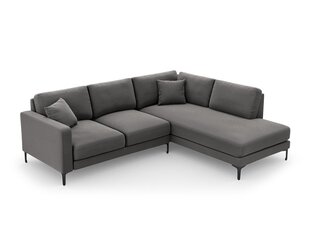 Dešinioji kampinė velvet sofa Venus, 5 sėdimos vietos, pilka kaina ir informacija | Minkšti kampai | pigu.lt