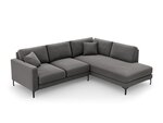 Dešinioji kampinė velvet sofa Venus, 5 sėdimos vietos, pilka