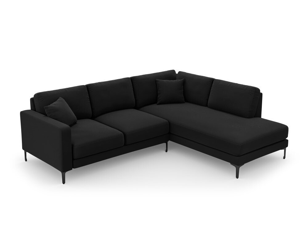 Dešinioji kampinė velvet sofa Venus, 5 sėdimos vietos, juoda цена и информация | Minkšti kampai | pigu.lt