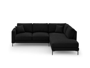 Dešinioji kampinė velvet sofa Venus, 5 sėdimos vietos, juoda kaina ir informacija | Minkšti kampai | pigu.lt