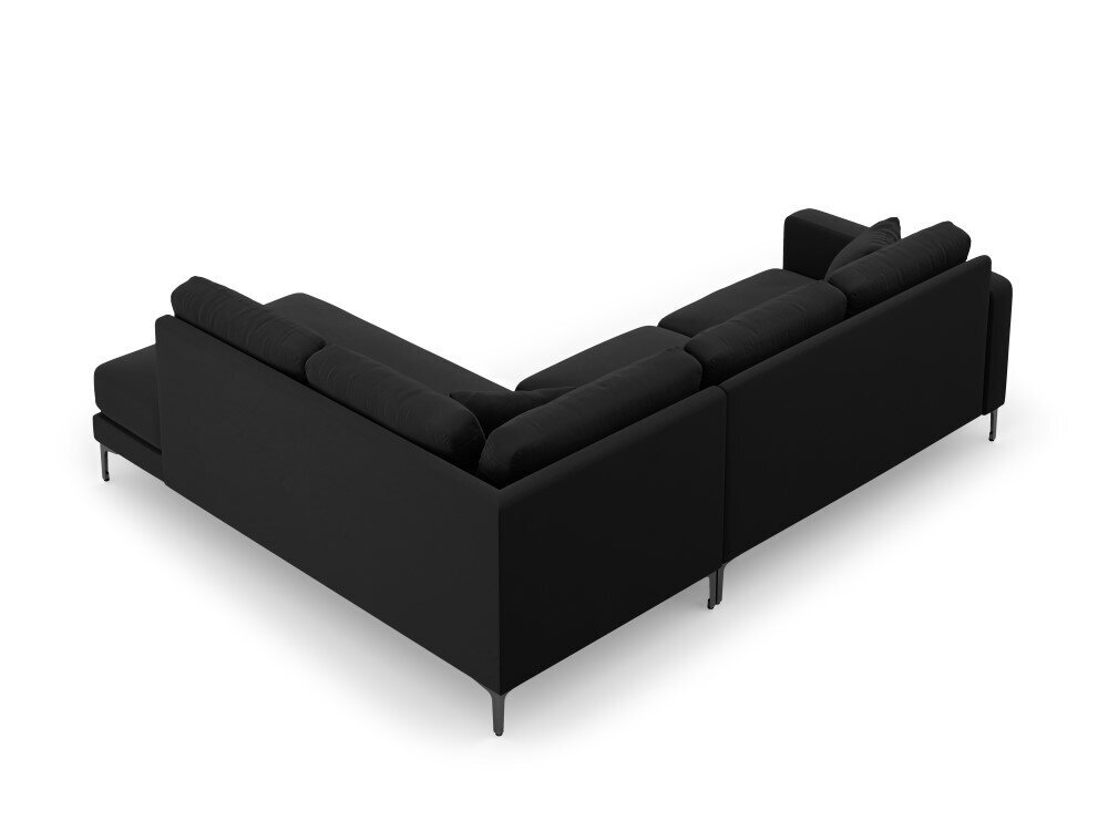 Dešinioji kampinė velvet sofa Venus, 5 sėdimos vietos, juoda цена и информация | Minkšti kampai | pigu.lt