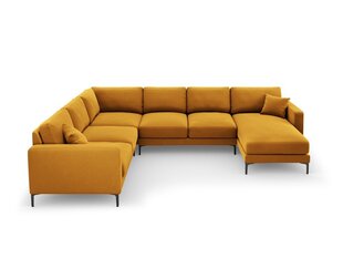 Panoraminė kairioji kampinė velvet sofa Venus, 6 sėdimos vietos, geltona (garstyčių) kaina ir informacija | Minkšti kampai | pigu.lt