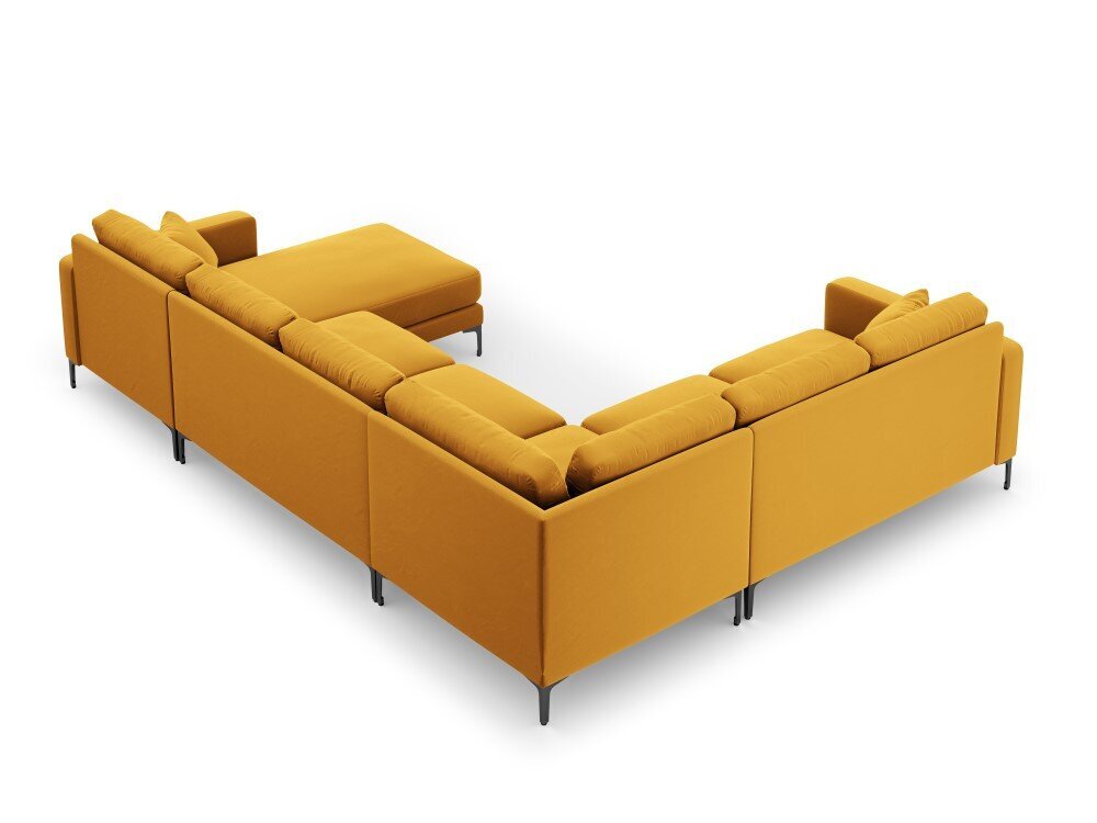 Panoraminė kairioji kampinė velvet sofa Venus, 6 sėdimos vietos, geltona (garstyčių) цена и информация | Minkšti kampai | pigu.lt