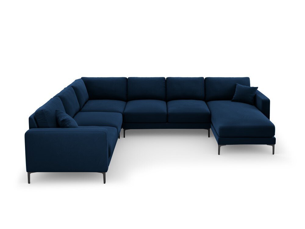 Panoraminė kairioji kampinė velvet sofa Venus, 6 sėdimos vietos, tamsiai mėlyna kaina ir informacija | Minkšti kampai | pigu.lt
