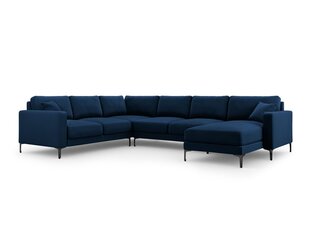 Панорамный левый угловой velvet диван Venus, 6 мест, темно-синий цвет цена и информация | Угловые диваны | pigu.lt