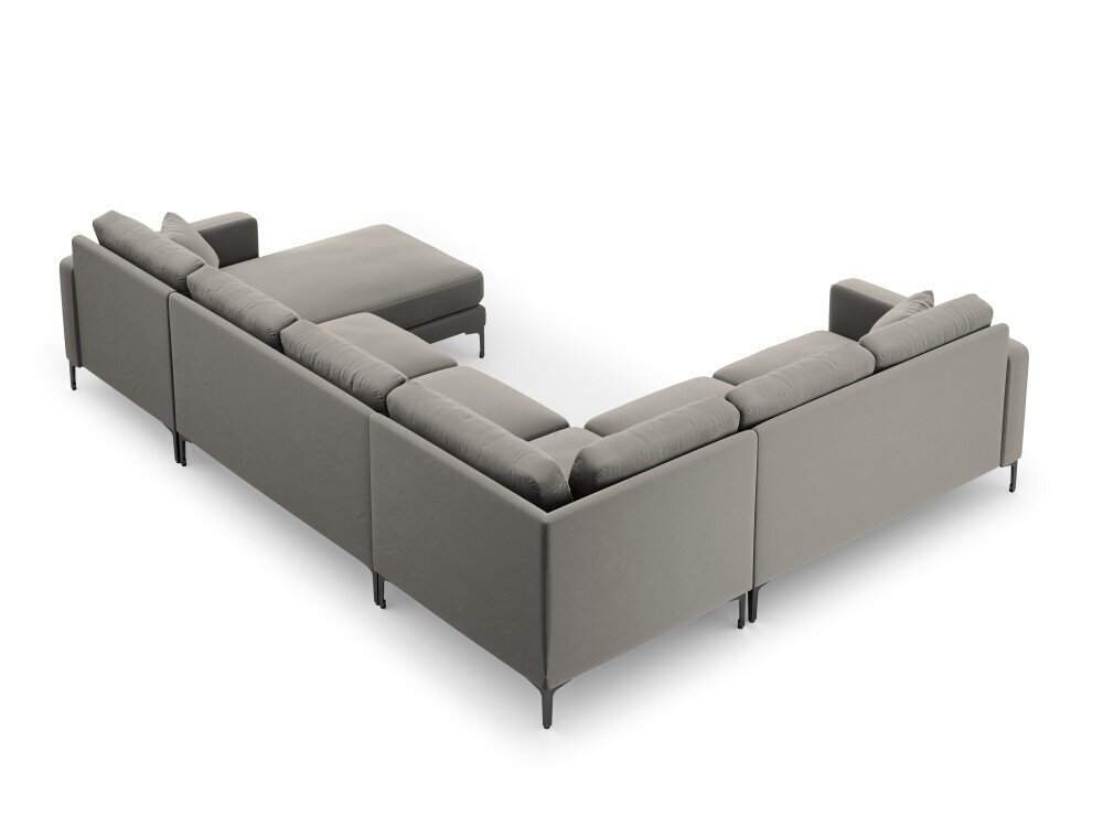 Panoraminė kairioji kampinė velvet sofa Venus, 6 sėdimos vietos, šviesiai pilka цена и информация | Minkšti kampai | pigu.lt