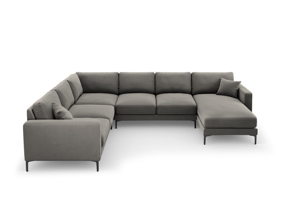 Panoraminė kairioji kampinė velvet sofa Venus, 6 sėdimos vietos, šviesiai pilka цена и информация | Minkšti kampai | pigu.lt