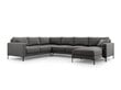 Panoraminė kairioji kampinė velvet sofa Venus, 6 sėdimos vietos, pilka kaina ir informacija | Minkšti kampai | pigu.lt