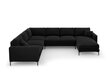 Panoraminė kairioji kampinė velvet sofa Venus, 6 sėdimos vietos, juoda kaina ir informacija | Minkšti kampai | pigu.lt