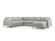Panoraminė kairinė sofa Venus, 6 sėdimos vietos, šviesiai pilka kaina ir informacija | Minkšti kampai | pigu.lt