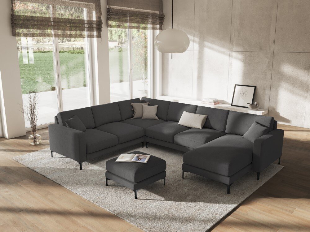 Panoraminė kairinė sofa Venus, 6 sėdimos vietos, tamsiai pilka цена и информация | Minkšti kampai | pigu.lt