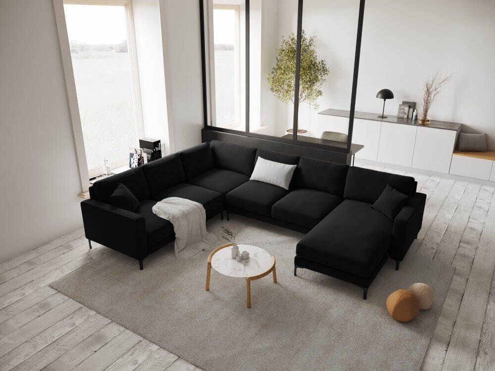 Kairinė kampinė sofa Venus, 6 sėdimos vietos, juoda kaina ir informacija | Minkšti kampai | pigu.lt