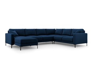 Panoraminė dešinioji kampinė velvet sofa Venus, 6 sėdimos vietos, tamsiai mėlyna kaina ir informacija | Minkšti kampai | pigu.lt
