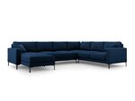 Panoraminė dešinioji kampinė velvet sofa Venus, 6 sėdimos vietos, tamsiai mėlyna