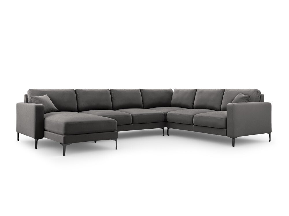Panoraminė dešinioji kampinė velvet sofa Venus, 6 sėdimos vietos, pilka kaina ir informacija | Minkšti kampai | pigu.lt